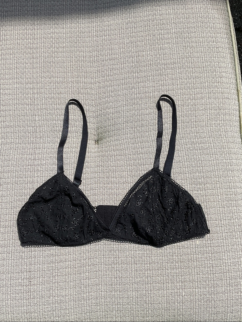 Current Air Black Eyelet Lace Triangle Bralette